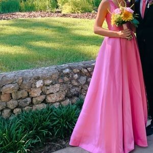 PINK SATIN PROM DRESS - prom dress